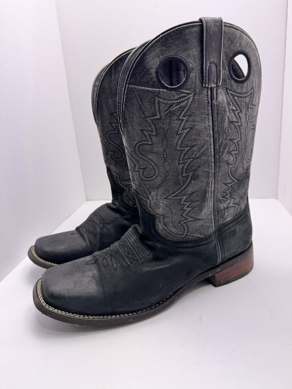 Smoky Mountain Duke Western Cowboy Boots Black Leather Square Toe Men’s 11.5